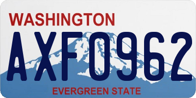 WA license plate AXF0962
