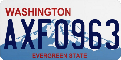 WA license plate AXF0963