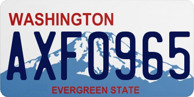 WA license plate AXF0965