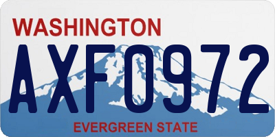 WA license plate AXF0972