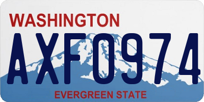 WA license plate AXF0974