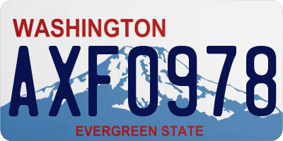WA license plate AXF0978