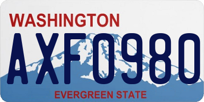 WA license plate AXF0980