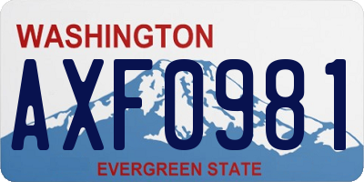 WA license plate AXF0981