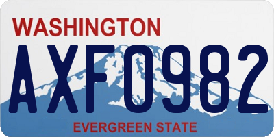 WA license plate AXF0982