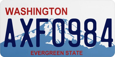 WA license plate AXF0984