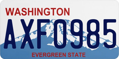 WA license plate AXF0985