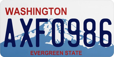 WA license plate AXF0986