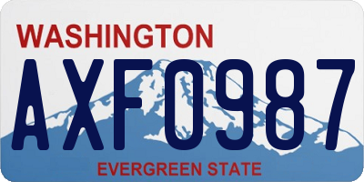 WA license plate AXF0987
