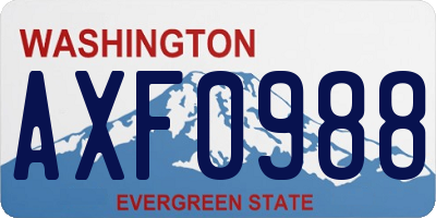 WA license plate AXF0988