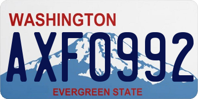 WA license plate AXF0992