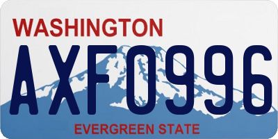 WA license plate AXF0996