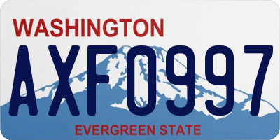 WA license plate AXF0997