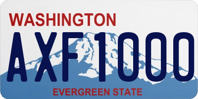 WA license plate AXF1000