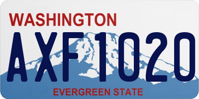 WA license plate AXF1020