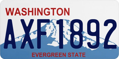 WA license plate AXF1892