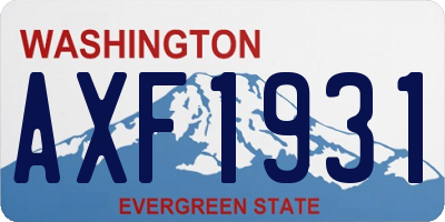WA license plate AXF1931