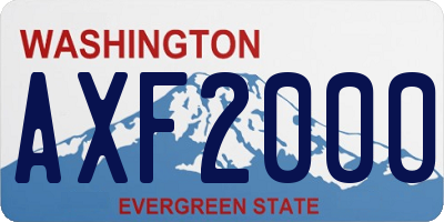 WA license plate AXF2000