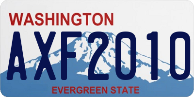 WA license plate AXF2010