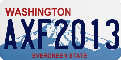 WA license plate AXF2013