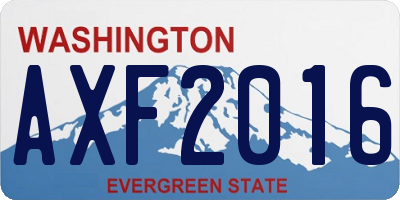 WA license plate AXF2016
