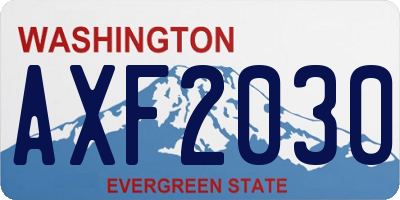WA license plate AXF2030
