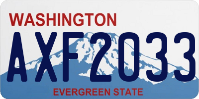 WA license plate AXF2033