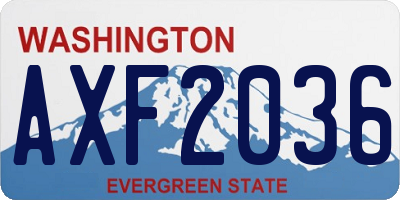 WA license plate AXF2036