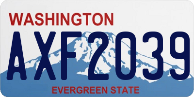 WA license plate AXF2039