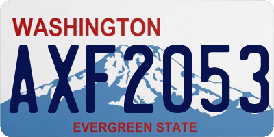 WA license plate AXF2053
