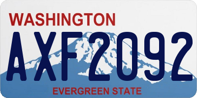 WA license plate AXF2092