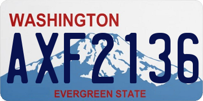 WA license plate AXF2136