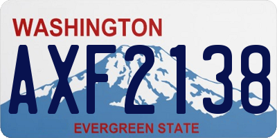 WA license plate AXF2138