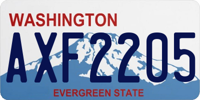 WA license plate AXF2205