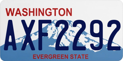 WA license plate AXF2292