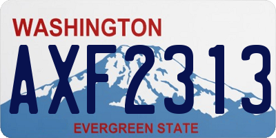 WA license plate AXF2313