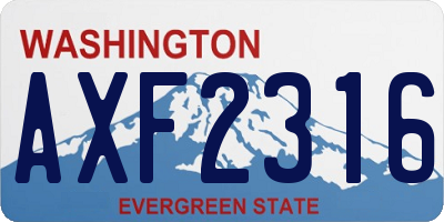 WA license plate AXF2316