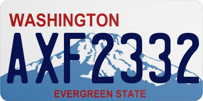 WA license plate AXF2332