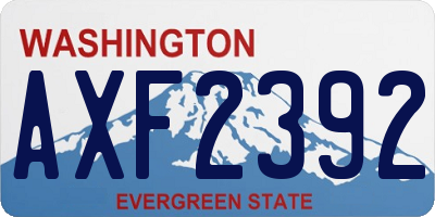 WA license plate AXF2392