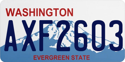 WA license plate AXF2603