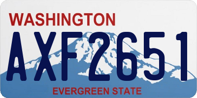 WA license plate AXF2651