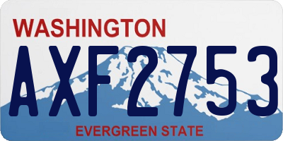 WA license plate AXF2753