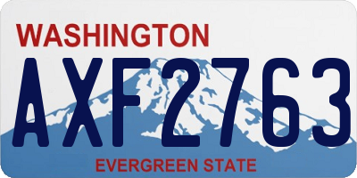 WA license plate AXF2763