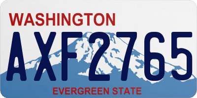 WA license plate AXF2765