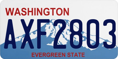 WA license plate AXF2803