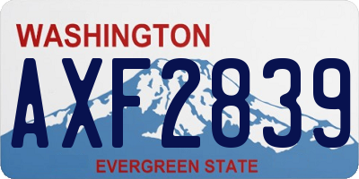 WA license plate AXF2839