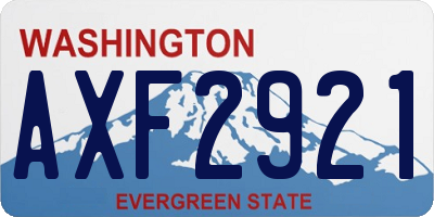 WA license plate AXF2921