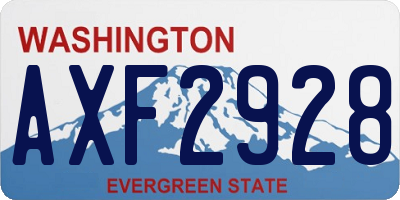 WA license plate AXF2928