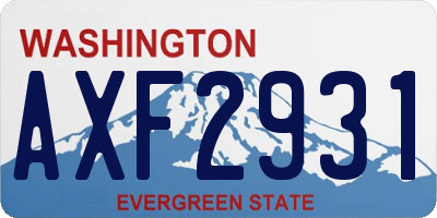 WA license plate AXF2931