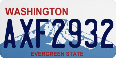 WA license plate AXF2932